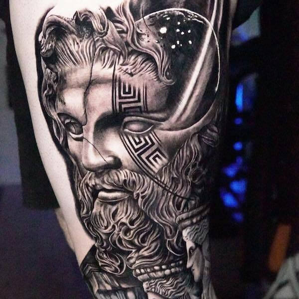 Large God Greek mythology Warrior Temporary Tattoos Arm Sleeve For Men  Women Lion Cross Tattoo Sticker Black Tiger Fake Tatoos - AliExpress