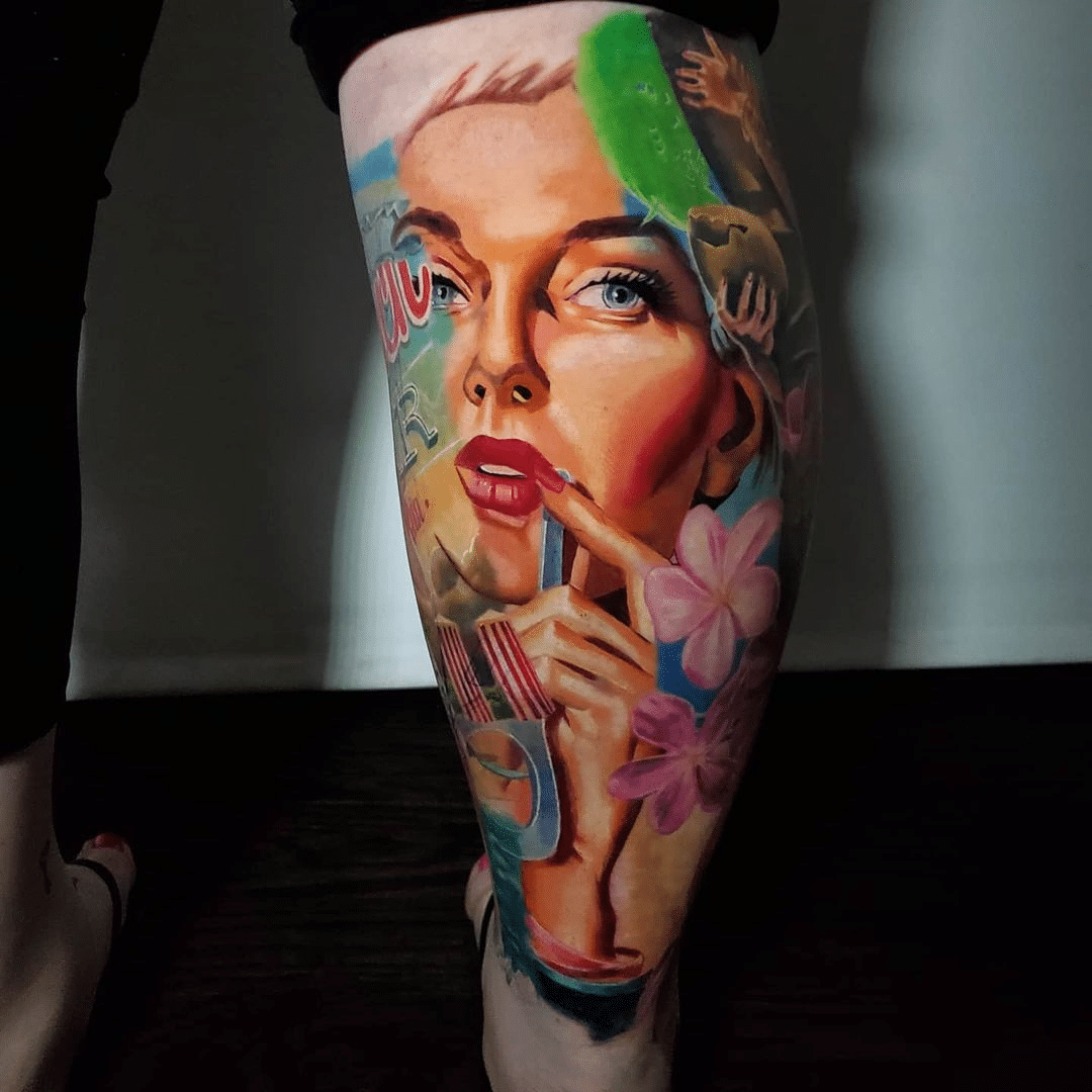 Tattoo on the leg