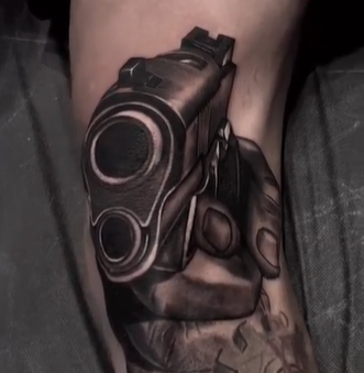 traditional revolver tattoo design